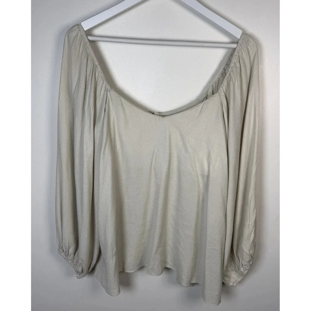 Tuckernuck Pomander Place Puff Sleeve Pippa Blouse Ivory Sz Medium Ballon Sleeve